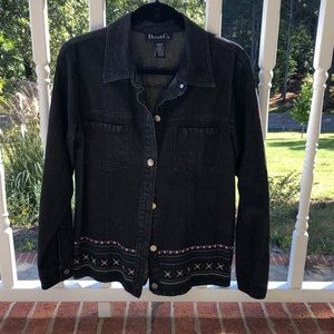 Black Jean jacket with embroidery